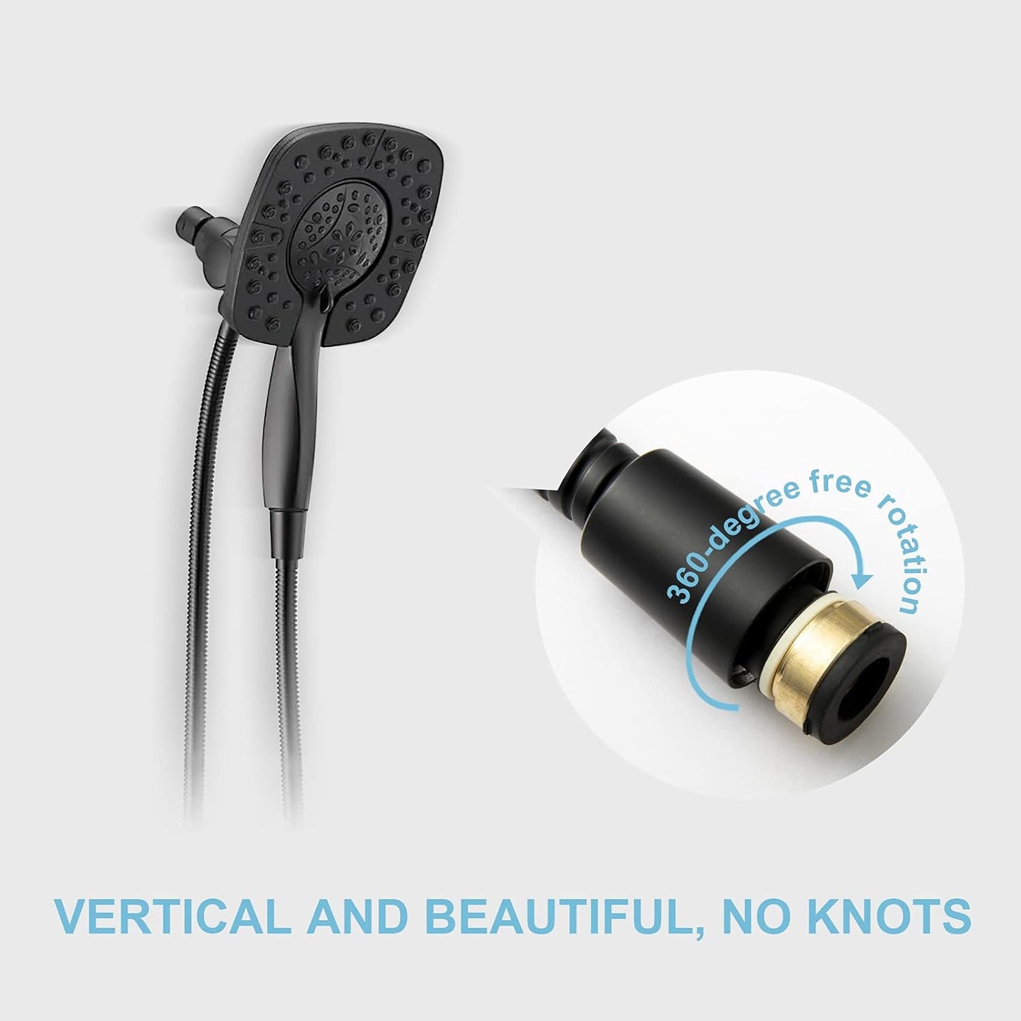Shower Hose, Kink Free Stainless Steel Shower Hose Attachment Electroplating Handheld Shower Head Hose Flex Hoses Extension with Brass Insert & Nut for Pet Bathing Cleaning 60 Inch, Matte Black
