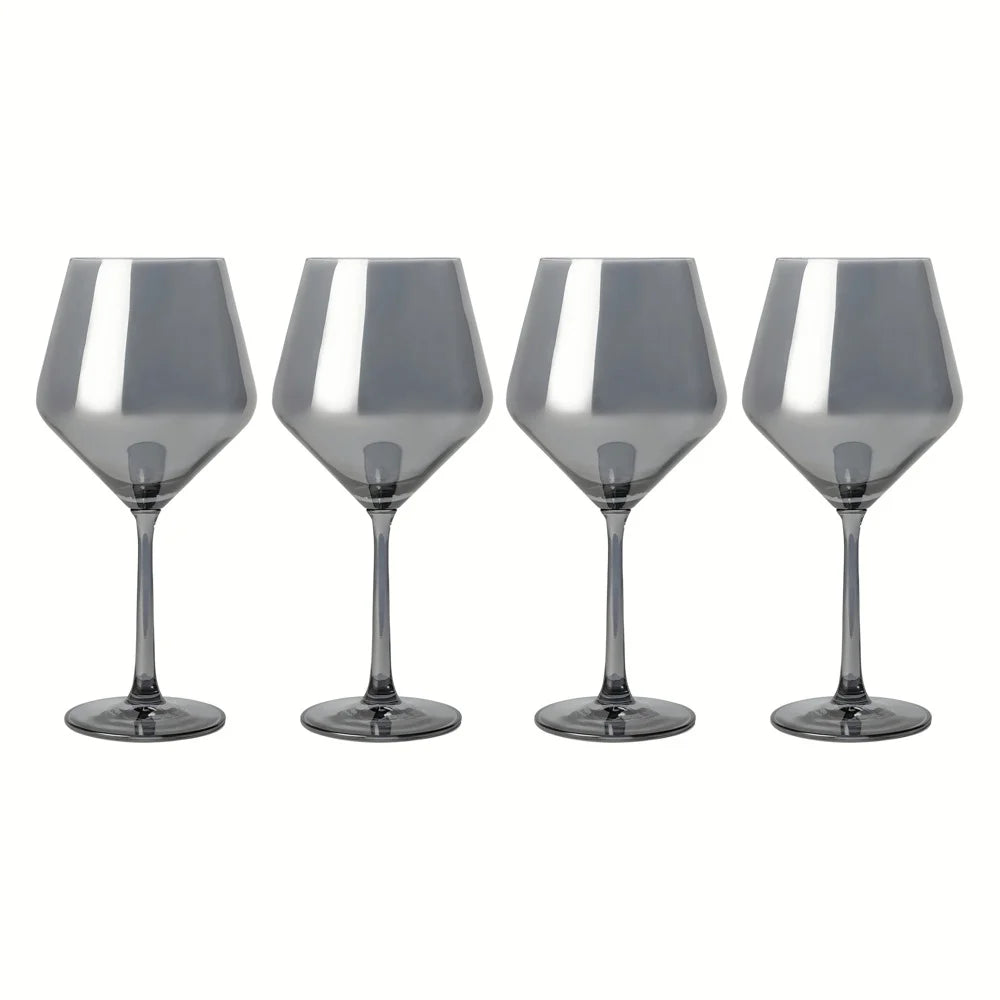23 Fl Oz 4-Pack Angled Wine Glass Set, Smoke Finish