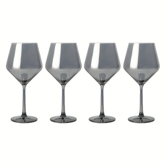 23 Fl Oz 4-Pack Angled Wine Glass Set, Smoke Finish