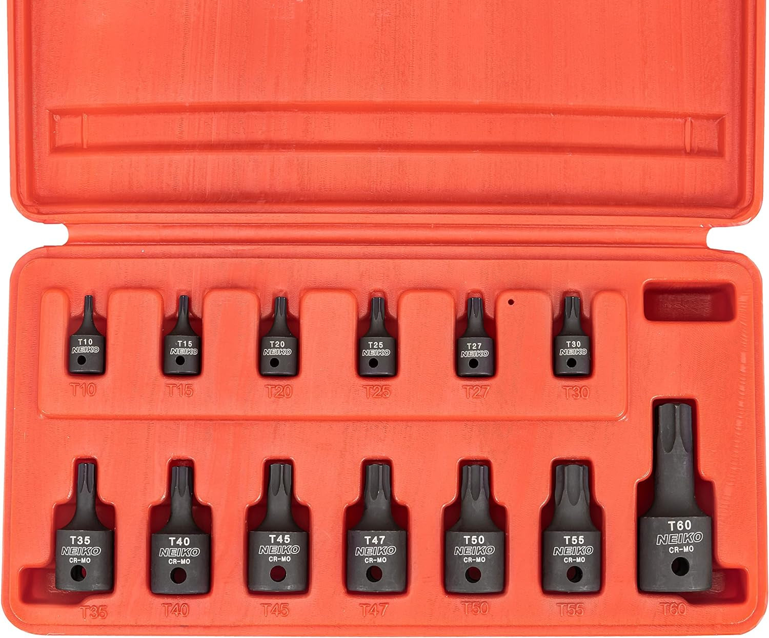 10281B Impact Torx Bit Socket Set, 1/4", 3/8", and 1/2" Drive, 6 Point Star Sockets, Heavy Duty Impact Grade Cr-Mo, T10 to T60 High Impact, Professional Grade Auto & Motorcycle Mechanic Socket