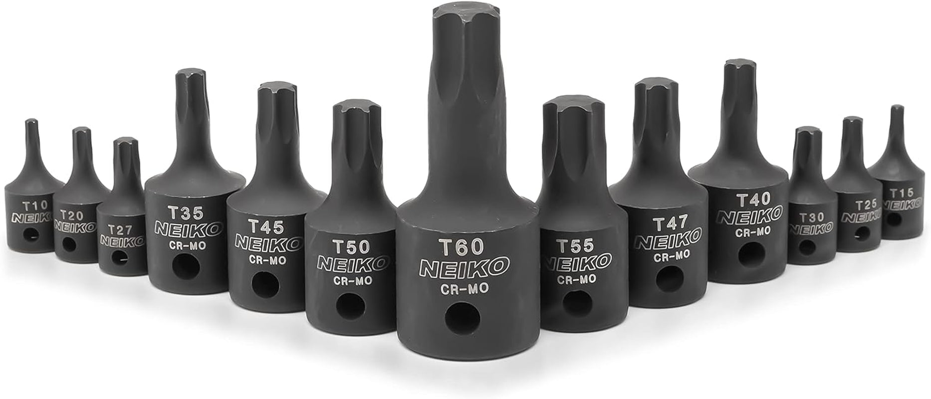 10281B Impact Torx Bit Socket Set, 1/4", 3/8", and 1/2" Drive, 6 Point Star Sockets, Heavy Duty Impact Grade Cr-Mo, T10 to T60 High Impact, Professional Grade Auto & Motorcycle Mechanic Socket